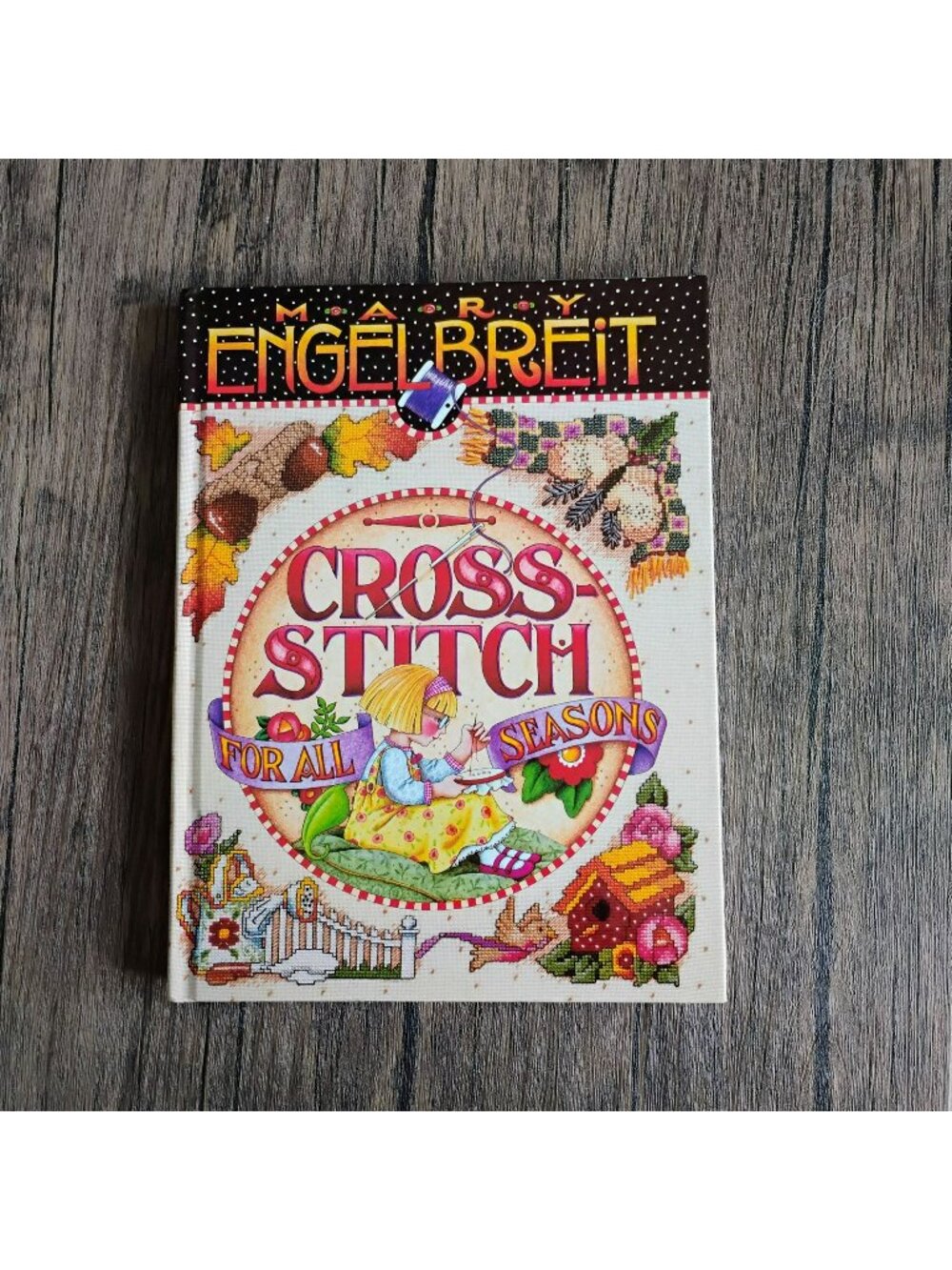 Mary Engelbreit Cross Stitch For All Seasons Hardcover Book 1997, Crafter Gift